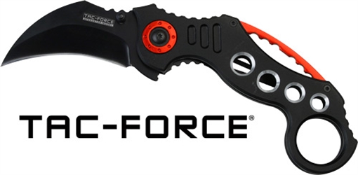 MC TAC-FORCE 2.5" HAWKBILL BLADE FOLDER BLACK/RED TF578BK