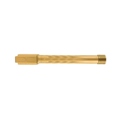 Faxon Firearms MATCH 9MM LUGER THREADED FLAME BBL FOR SIG SAUER P320FS GOLD 320B910NFLOQ-T-TiN