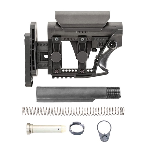 Luth-AR MBA-3 Stock With Buffer Assembly, Mil-Spec Dia 6-Position Carbine Buffer Tube, .223/5.56 Buffer, Buffer Spring, Latch Plate and Lock Ring, Adjustable Length of Pull/Cheek Height/Butt Plate, Fits AR-15, Black MBA-3K-M