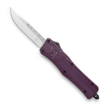 CobraTec Knives CTK-1 Medium OTF AUTO Knife - 3" D2 Steel Drop Point Blade, Plum Aluminum Alloy Handles