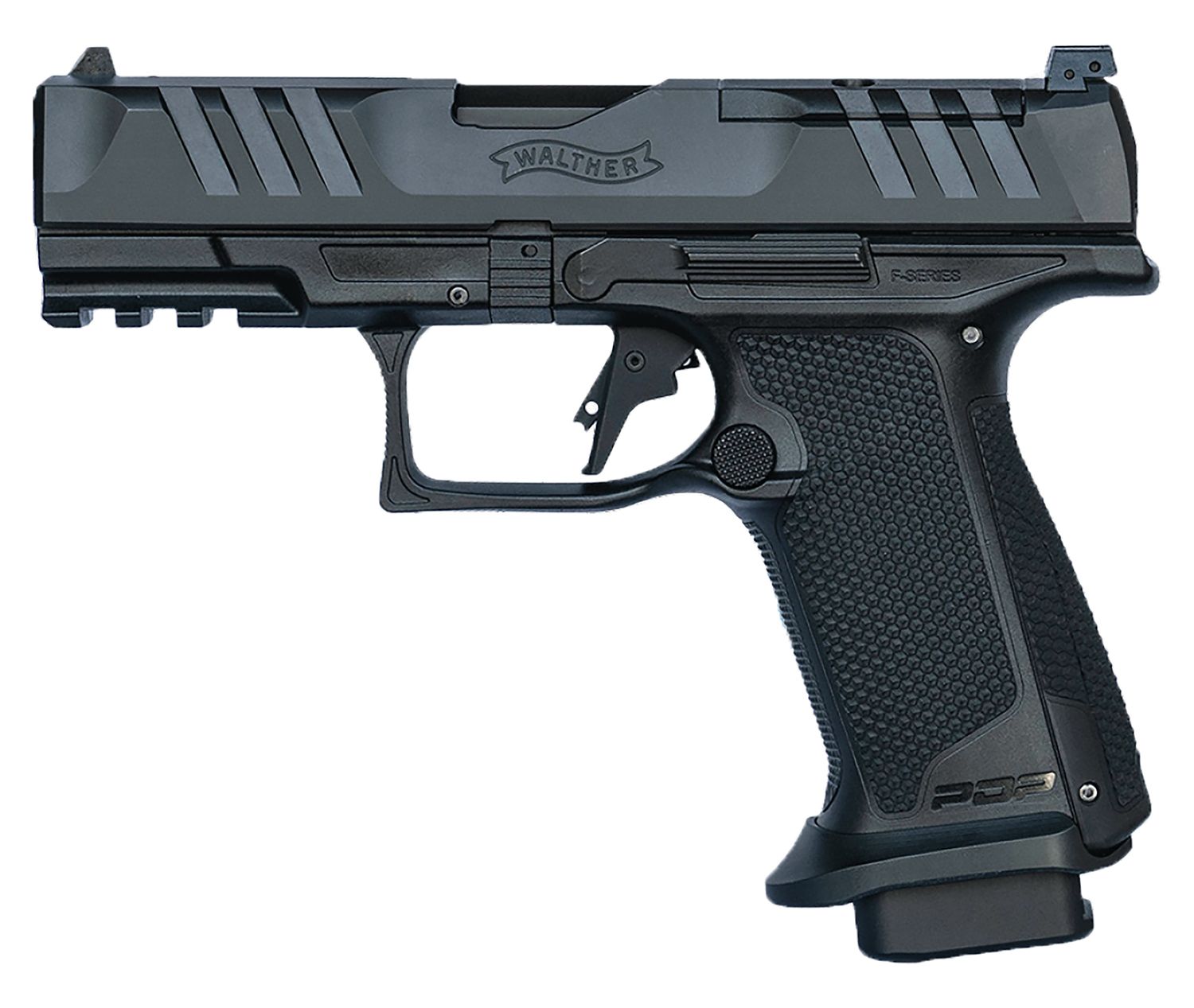 Walther PDP F-Series Pro E Optic Ready Pistol 4797055, 9mm Luger, 4in, Interchangeable Backstrap Grips, Black Finish, 18 Rds
