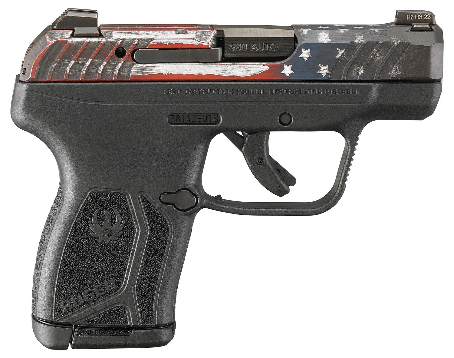 Ruger LCP Max Pistol 13745, 380 ACP, 2.80in, Black Polymer Frame w/Serrated Trigger Guard w/Black Nylon Grips, Black Finish, 10 Rds