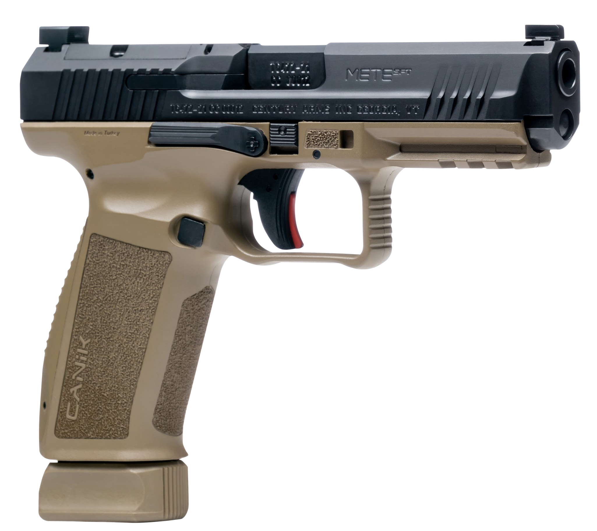 Canik Mete SFT Full Size Pistol HG5636N, 9mm, 4.46", FDE Polymer Grips, Black Nitride Slide, Optic Ready, 20 Rds