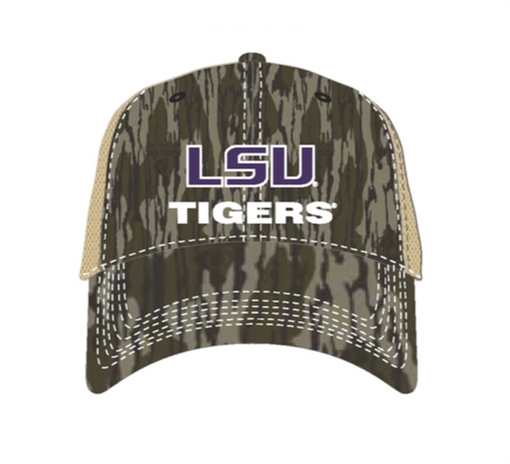 NATIONAL CAP & SPORTSWEAR WOODY MOBL/KHAKI MESH BACK LSU 1902-LSU