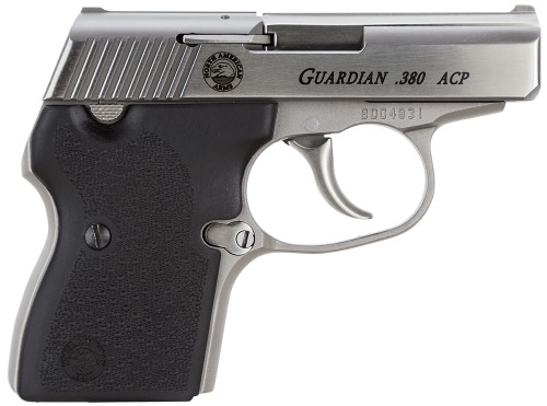 NAA Guardian 380 ACP, 2.5" Barrel, Stainless Steel Frame, Black Rubber Grip, 6rd