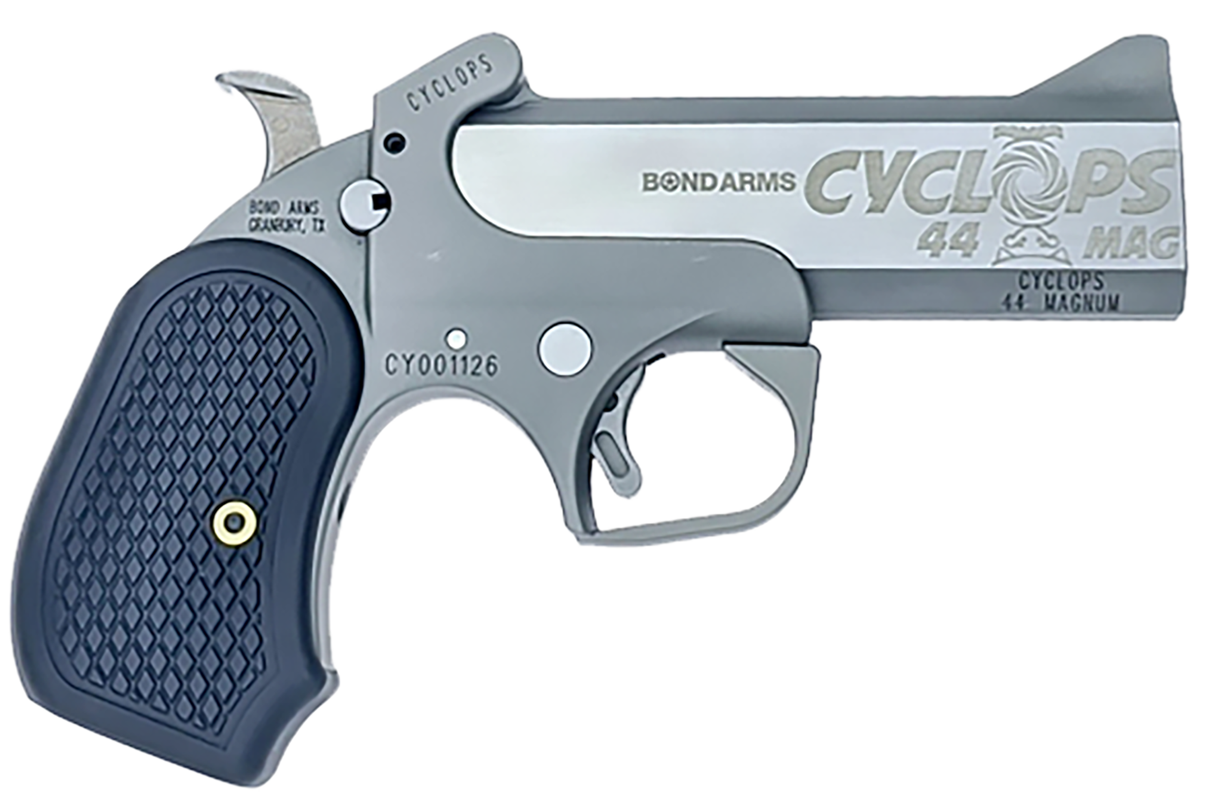 Bond Cyclops Big Bore Pistol BACY, 44 Mag, 4.25in, Black Extended B6 Resin Grips, Matte Stainless Finish, 1 Rd