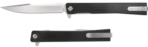 OCASO KNIVES KNIVES SOLSTICE 3.5"FLDR CARBON FIBER/SATIN HARPOON 9HFS