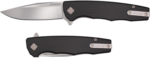 OCASO KNIVES KNIVES STRATEGY 3.5" FLD CARBON FIBER/G-10 SATIN D2 29BCD