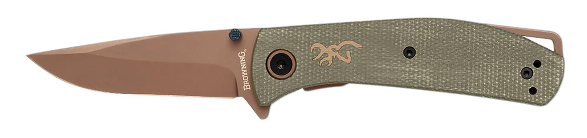Browning Trailside Modified Drop Point EDC Knife w/Green Handle (3220516B)