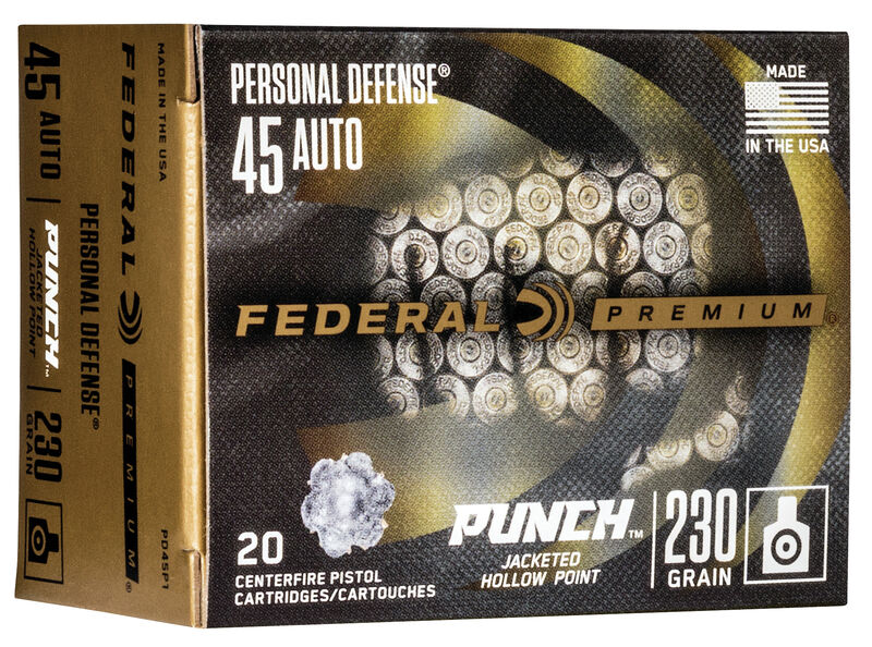 Federal Personal Defense Punch .45 Auto 230gr. JHP 20rd Box #PD45P1