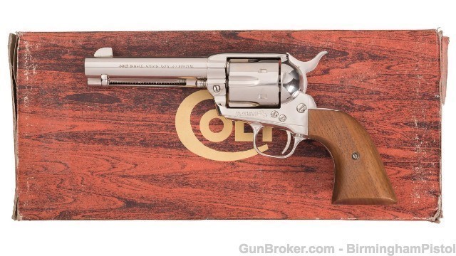 Nickel Colt 3rd Gen SAA .44 1980 4.75" Box Walnut