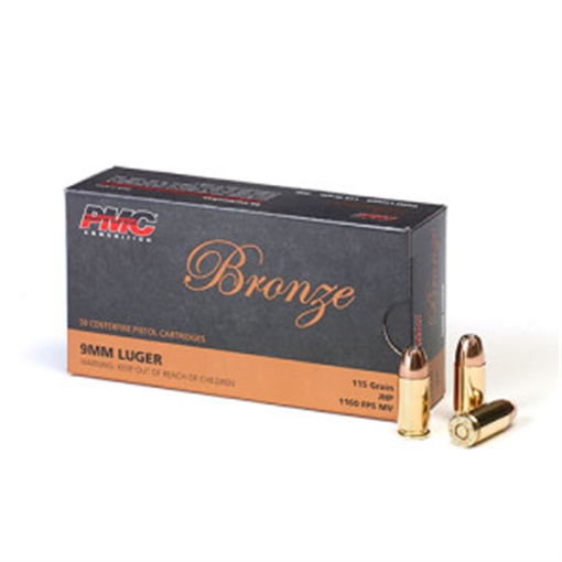 PMC Bronze 9mm Luger Handgun Ammo - 115 Grain | JHP PMC-9B