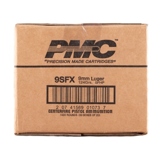 PMC SFX 9mm Luger Handgun Ammo - 124 Grain | SFHP | 1000rd Case 9SFX