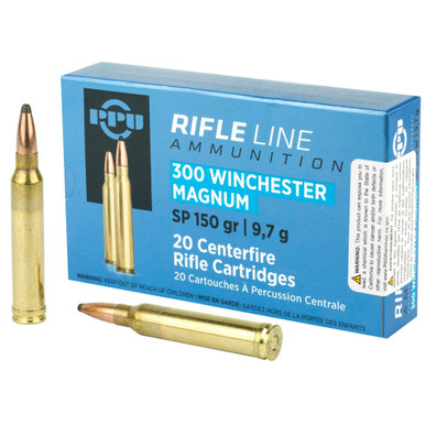 Prvi PPU 300 Win Mag Ammunition PP3001 150 Grain Soft Point 20 Rounds
