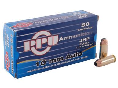 Prvi PPU 10mm Auto Ammunition PPD10 180 Grain Jacketed Hollow Point 50 Rounds
