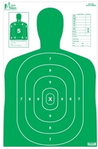 PRO-SHOT 23IN X 35IN B27 SILHOUETTE TARGET- GREEN 5 PACK B-27E-GREEN-5PK