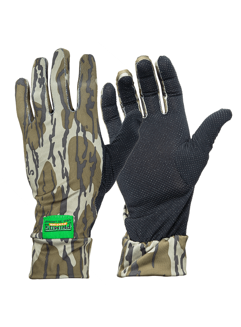Primos Mossy Oak Bottomland Stretch Fit Camo Gloves #PS6678
