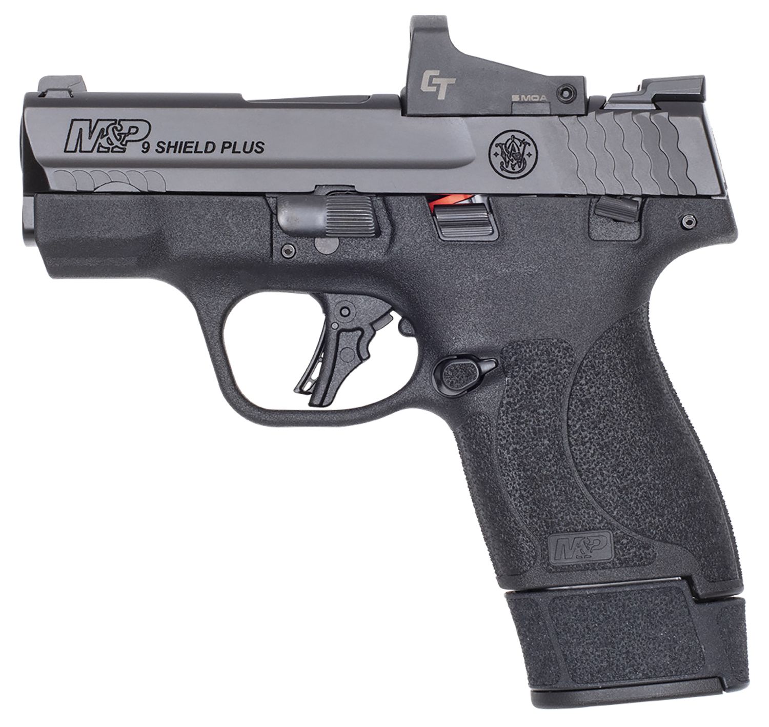 Smith and Wesson M&P Shield Plus Bundle Optic Ready Pistol 14398, 9mm Luger, 3.10in, Black Textured, Matte Black Finish, 10 Rds
