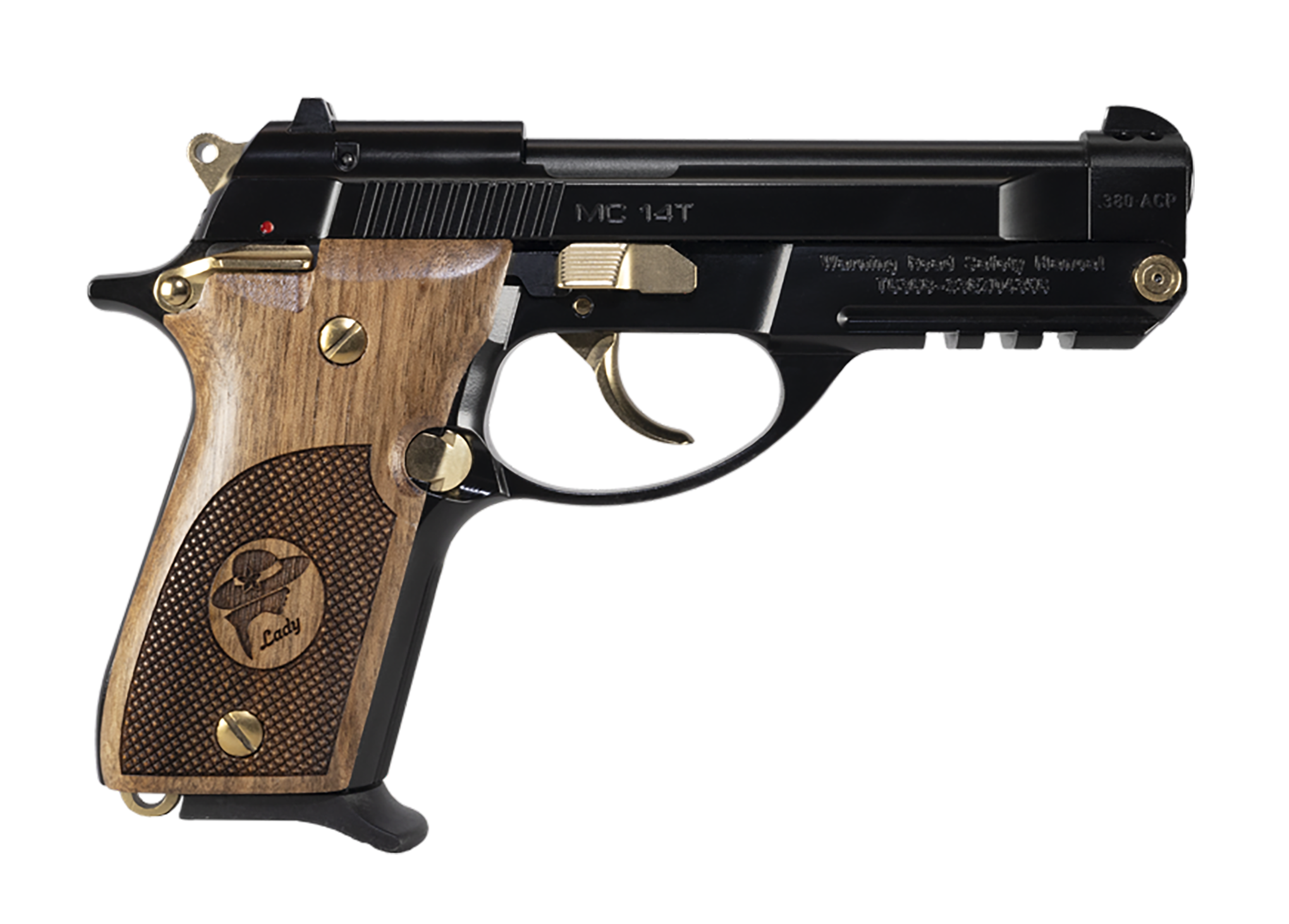 EAA MC 14T Solution Lady Pistol 390881, 380 ACP, 4.50in, Black Polymer, Gloss Black w/Gold Accents Finish, 13 Rds