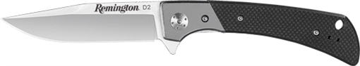 REMINGTON EDC DROP POINT FOLDER G10 BLK HANDLE - D2 SS SATIN 4IN 15668