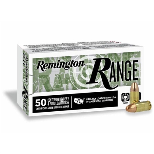 Remington Range Handgun Ammunition 9mm Luger 115gr FMJ 1145 fps 50/ct 28564