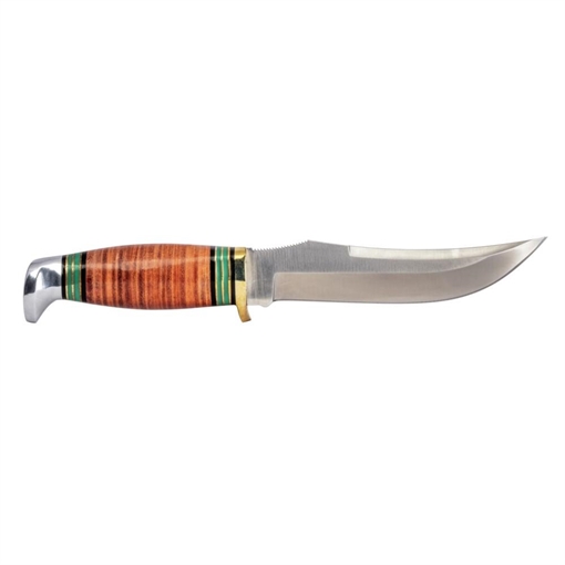 Remington Stacked Leather Piggy Back Knife Set Fixed Blade with Brown Leather Sheath R15719
