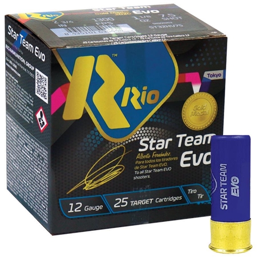 Rio Star Team EVO HV 12ga Target Load 2.75 inch Shotgun Shells - #7.5 1 oz. 1315 fps 25rd Box ST28HV75