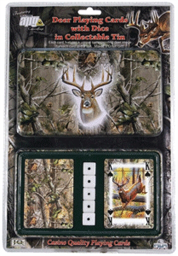 RIVER'S EDGE GIFTS CARDS & DICE TIN WHITETAIL DEER THEME 1569