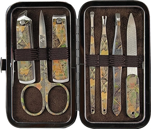 RIVER'S EDGE GIFTS MENS 7-PIECE MANICURE SET GREEN CAMO 282