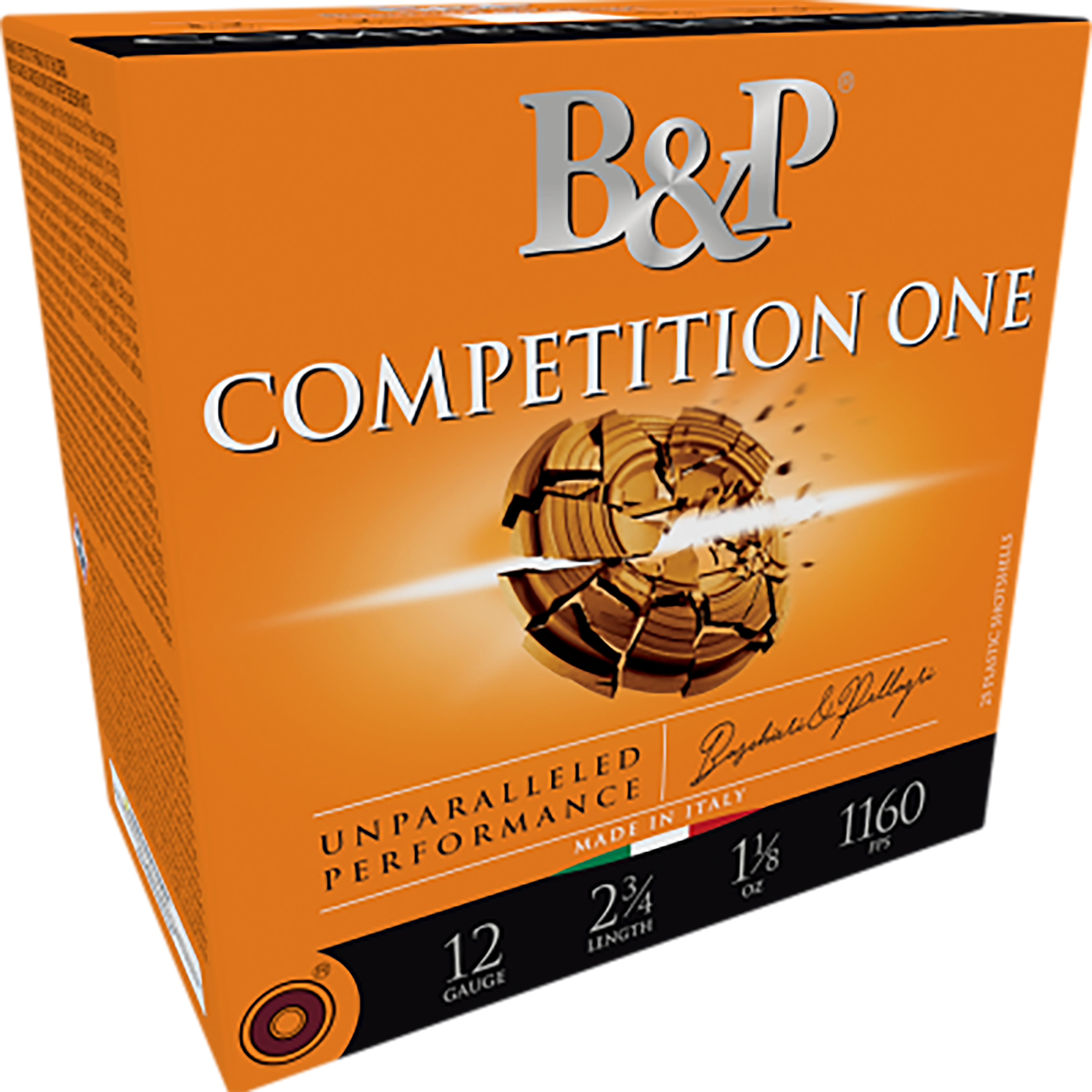 Baschieri & Pellagri Competition One Shotshells 12B78CP9, 12 Gauge, 2-3/4", 7/8 oz, 1160 fps, #9 Lead Shot, 25 Rds/box