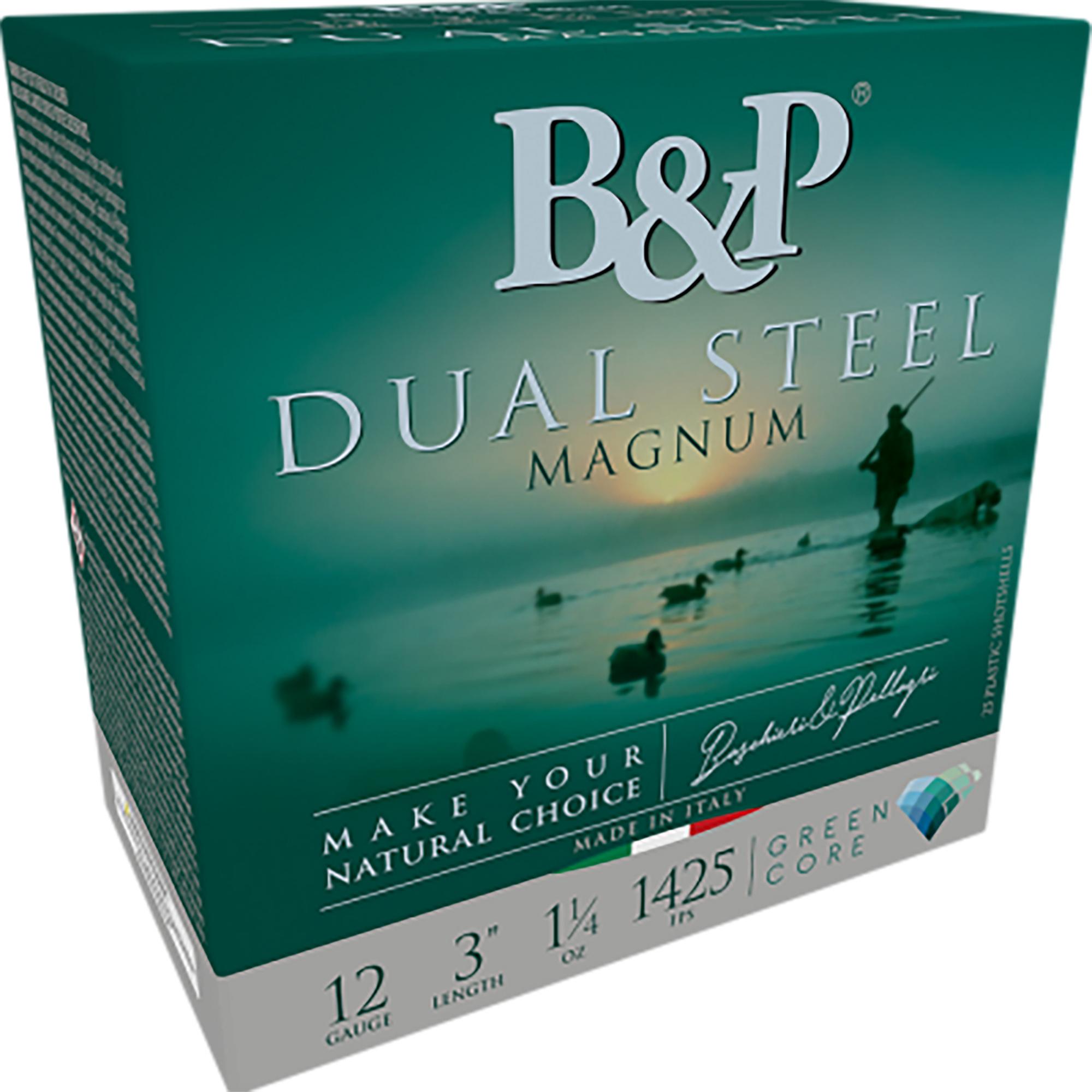 Baschieri & Pellagri Dual Steel Shotshells 12B4DS23, 12 Gauge, 3", 1 1/4 oz, 1425 fps, #2/3 Steel Shot, 10 Rds/box