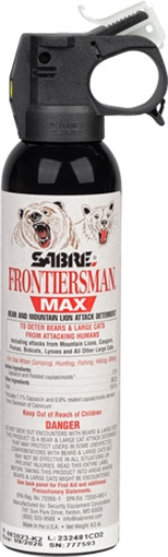 Sabre Frontiersman Max, Bear and Mountain Lion Spray, 9.2 Ounces, Black, Glow in the Dark Safety FBADX-06