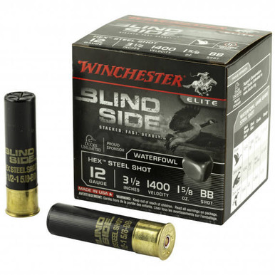 Winchester 12 Gauge Blindside Ammunition WXSBS12LBB 3-1/2" 1-5/8 oz Steel BB Shot 1400fps 25 Rounds