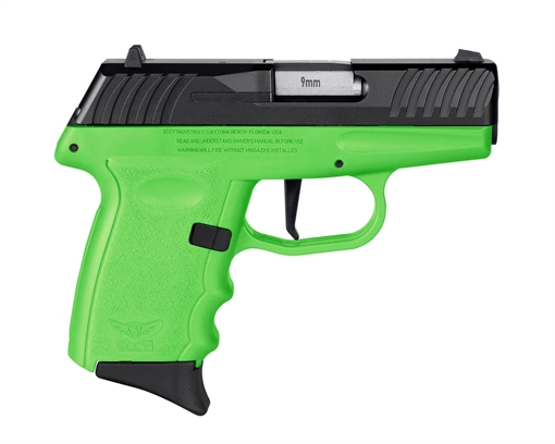 SCCY DVG-1 Handgun 9mm Luger 10rd Magazine 3.1" Barrel Striker Fired Black Slide/Lime Green Frame DVG-1CBLG