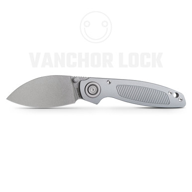 Vosteed Cutlery Shilin Cutter Vanchor Lock Folding Knife - 2.9" Elmax Stonewashed Kukri Blade, Aluminum Handles, Button Lock - A2805