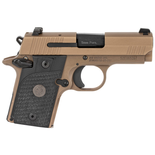 Sig Sauer P938 Emperor Scorpion 9mm, 3" Barrel, Flat Dark Earth Cerakote, Black G10 Grip, 7rd