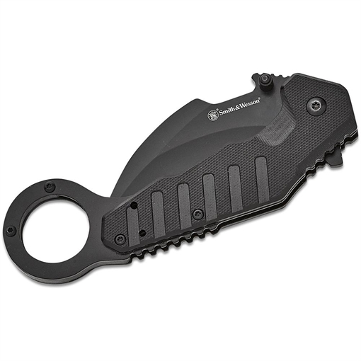 Smith & Wesson Extreme Ops Karambit Assisted Folding Knife 3" Hawkbill Blade Black 1205008 661120750352