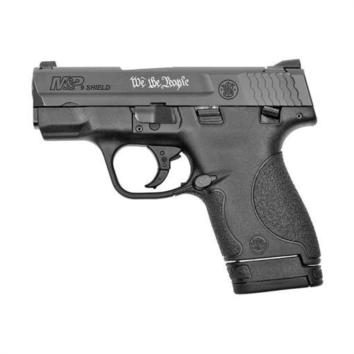 Smith & Wesson M&P 9 Shield Handgun 9mm Luger 7rd Magazine 3.1" Barrel Black with White "We The People" Engraving - USED 13303U
