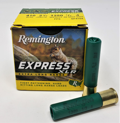 Remington Express XLR 410 Ammunition SP4104 2-1/2" #4 Shot 1/2oz 1250fps 25 Rounds