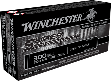 Winchester 300 AAC Blackout Ammunition Super Suppressed SUP300BLK 200 Grain Full Metal Jacket Open Tip Subsonic Case of 200 Rounds