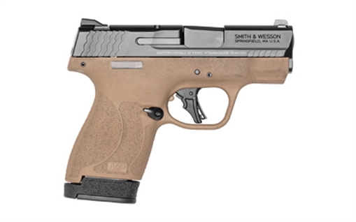 Smith & Wesson M&P9, Shield Plus, Striker Fired, Semi-automatic, Polymer Frame Pistol, Micro-Compact, 9MM, 3.1" Barrel, Armornite Finish, Flat Dark Earth Frame, Black Slide, White Dot Sights, Manual Thumb Safety, Flat Face Trigger, 2 Magazines, (1) 10-Roun