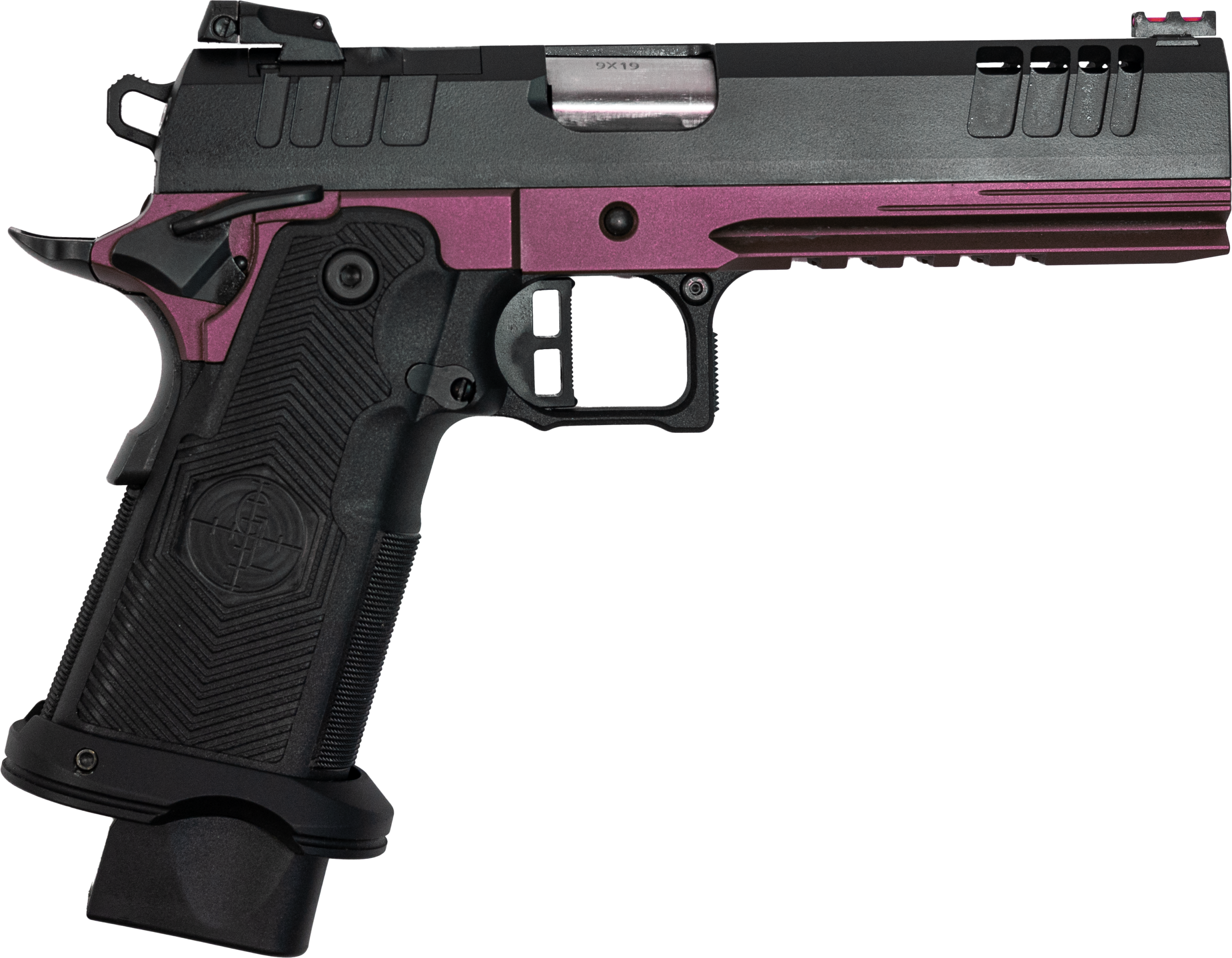 Great Lakes Synergy 1911 DS Optic Ready Pistol GL1911DS9FSSCHY, 9mm Luger, 5in, Textured, Black Cherry Cerakote Finish, 20 Rds