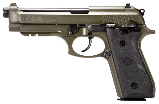 Taurus PT92 Handgun 9mm Luger 17rd Magazines (2) 5" Barrel OD Green Black Hogue Grip 1-92015T-H