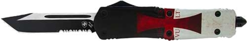 TEMPLAR KNIFE LARGE OTF TEMPLR FLAG 3.5" BLK TANTO SERRATED LTK531