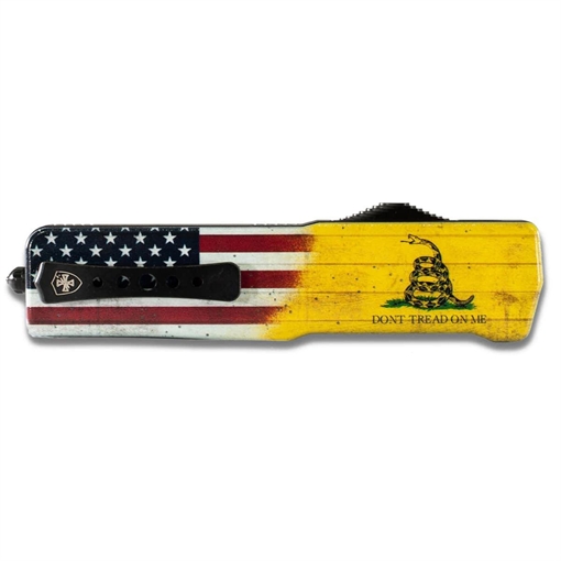 Templar Knives Premium Lightweight Automatic Large Knife 3 1/2" Tanto Blade Don't Tread on Me US Flag LA-DTOM-22-1