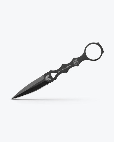 Benchmade SOCP Dagger 176BKSN 3.22" 440C Black Double Edge Fixed Blade Knife with Desert Sand Sheath - 176BKSN