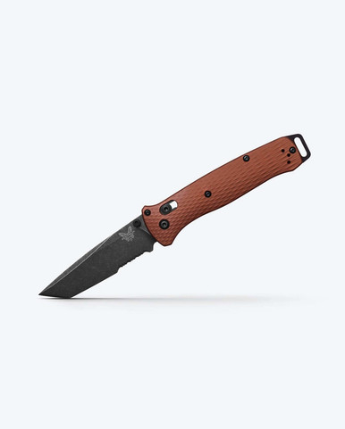 Benchmade Bailout AXIS Folding Knife - 3.38" CPM-MagnaCut Black Battlewash Tanto Combo Blade, Burnt Copper Aluminum Handles - 537SBK-07