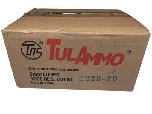 TulAmmo 9mm Luger Handgun Ammo - 115 Grain | FMJ | 1 Case (20 Boxes) TA9-1000
