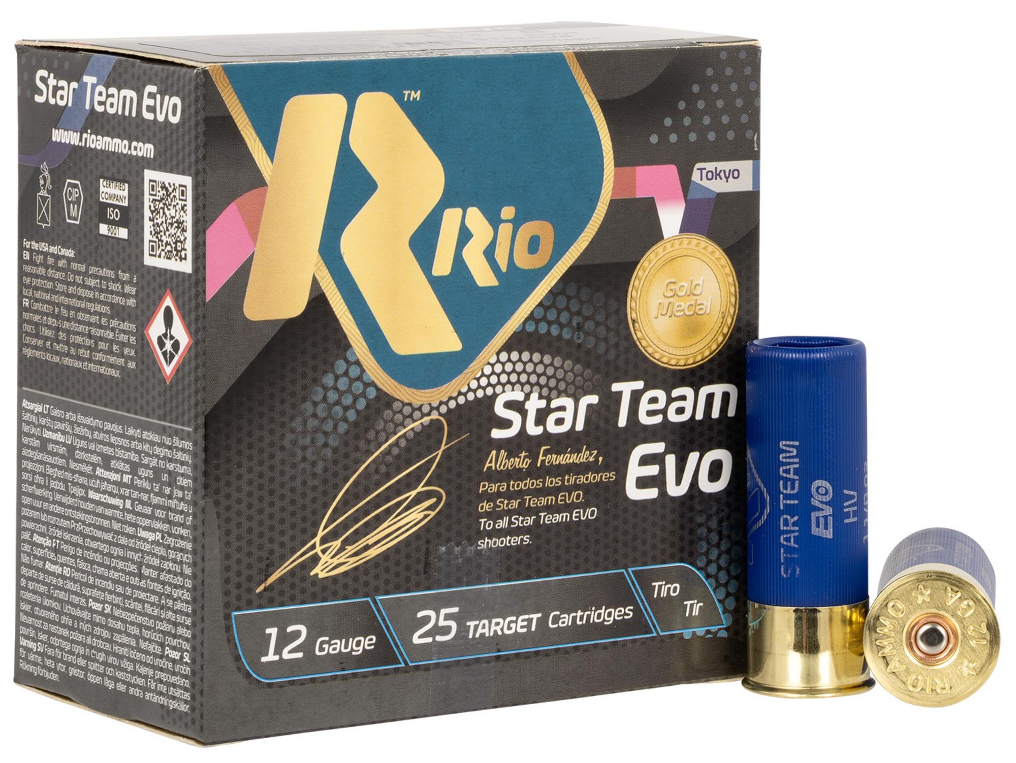 Rio Star Team EVO High Velocity Shotshells ST32HV8, 12 Gauge, 2-3/4", 1 1/8 oz, 1300 fps, #8 Lead Shot, 25 Rds/box