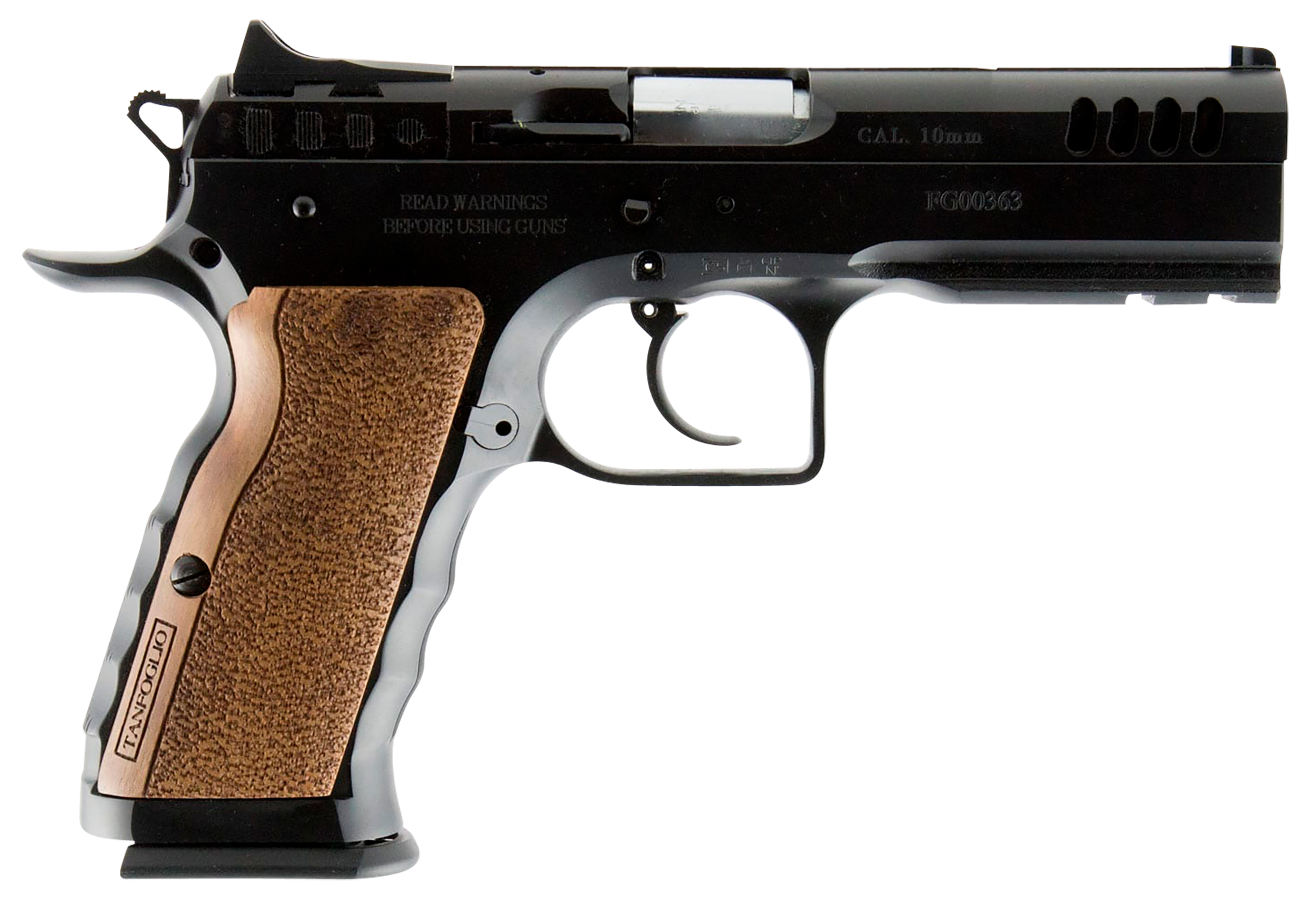 EAA Defiant Stock I Pistol TFSTOCKI10, 10mm Auto, 4.50in, Serrated Slide & Wood Grips, Black Finish, 13 Rds